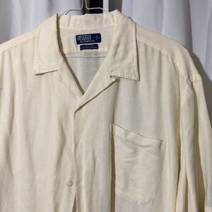 Polo Ralph Lauren Shirt Mens XXL Tan Loop Open Collar Camp Clayton